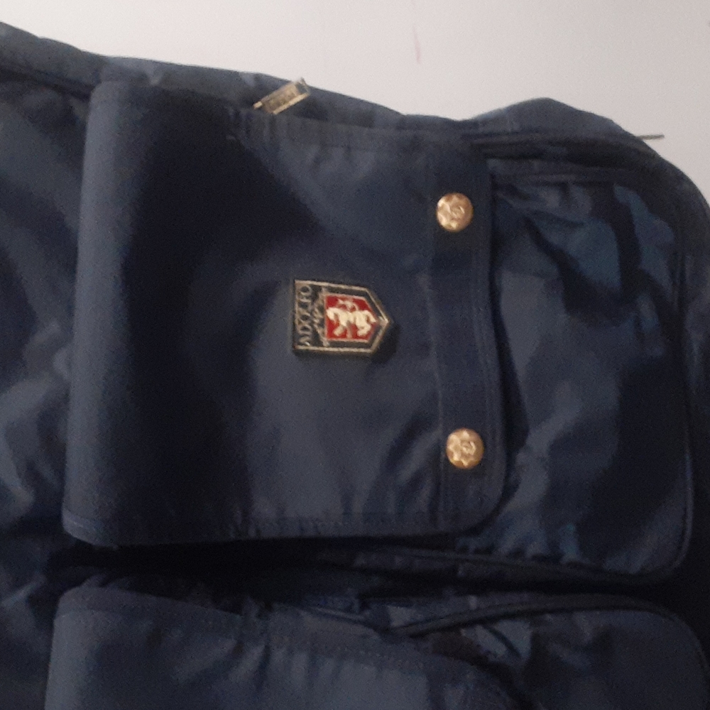 VTG Adolfo Navy Canvas/ Vinyl Hanging Garment Bag - Picture 2 of 3